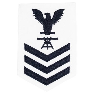 Women's E4-E6 (FT1) Rating Badge in Blue on WHITE CNT for Fire Control Technician