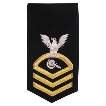 Women's E7 (MRC) Rating Badge in STANDARD Gold on Blue POLY/WOOL for Machinery Repairman