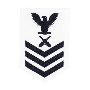 Women's E4-E6 (GM1) Rating Badge in Blue on WHITE CNT for Gunner's Mate