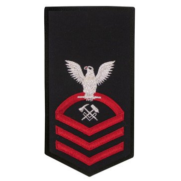 Women's E7 (HTC) Rating Badge in STANDARD Red on Blue POLY/WOOL for Hull Maintenance Technician