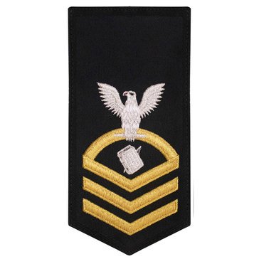 Women's E7 (PNC) Rating Badge in STANDARD Gold on Blue POLY/WOOL for Personnelman