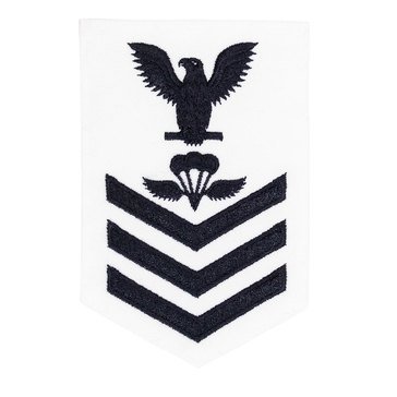 Women's E4-E6 (PR1) Rating Badge in Blue on WHITE CNT for Aircrew Survival Equipmentman