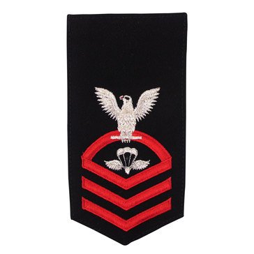 Women's E7 (PRC) Rating Badge in STANDARD Red on Blue POLY/WOOL for Aircrew Survival Equipmentman