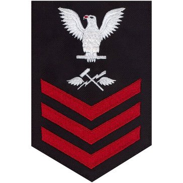 Men's E4-E6 (AS1) Rating Badge in STANDARD Red on Blue SERGE WOOL for Aviation Support Equipment Technician