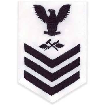 Men's E4-E6 (AS1) Rating Badge in Blue on White CNT for Aviation Support Equipment Technician