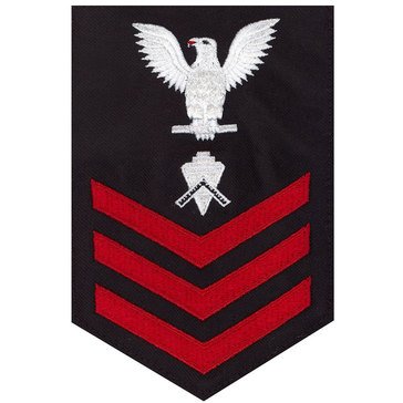 Men's E4-E6 (BU1) Rating Badge in STANDARD Red on Blue SERGE WOOL for Builder