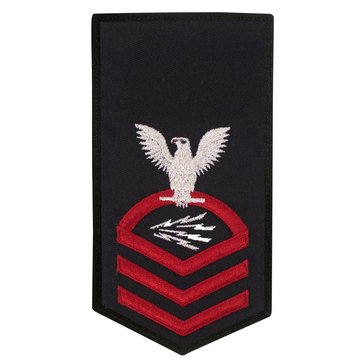 Women's E7 (ITC) Rating Badge in STANDARD Red on Blue POLY/WOOL for Information Systems Technician