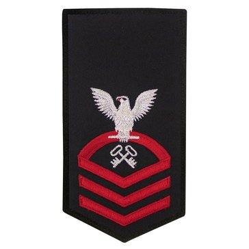 Women's E7 (LSC) Rating Badge in STANDARD Red on Blue POLY/WOOL for Logistics Specialist