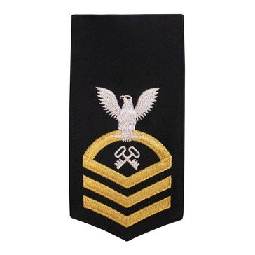 Women's E7 (LSC) Rating Badge in STANDARD Gold on Blue POLY/WOOL for Logistics Specialist