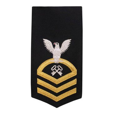 Women's E7 (LSC) Rating Badge in STANDARD Gold on Blue POLY/WOOL for Logistics Specialist