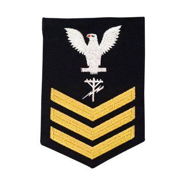 Men's E4-E6 (CE1) Rating Badge in STANDARD Gold on Blue SERGE WOOL for Construction Electrician