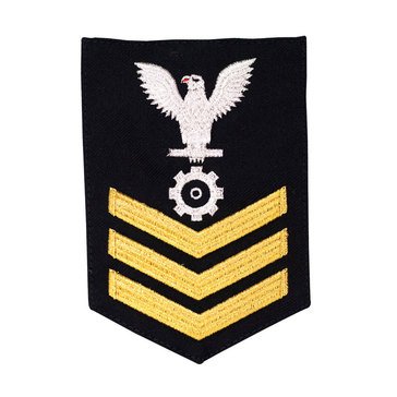 Men's E4-E6 (EN1) Rating Badge in STANDARD Gold on Blue SERGE WOOL for Engineman