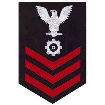 Men's E4-E6 (EN1) Rating Badge in STANDARD Red on Blue SERGE WOOL for Engineman