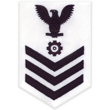 Men's E4-E6 (EN1) Rating Badge in Blue on White CNT for Engineman