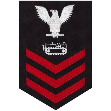 Men's E4-E6 (EO1) Rating Badge in STANDARD Red on Blue SERGE WOOL for Equipment Operator