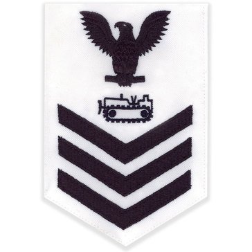 Men's E4-E6 (EO1) Rating Badge in Blue on White CNT for Equipment Operator