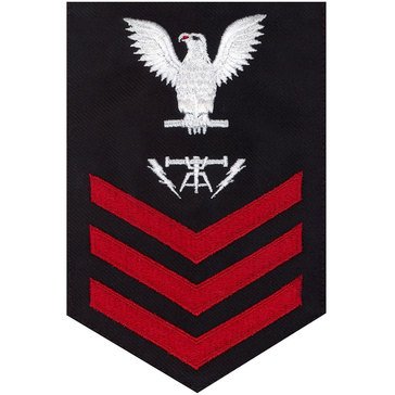 Men's E4-E6 (FC1) Rating Badge in STANDARD Red on Blue SERGE WOOL for Fire Controlman