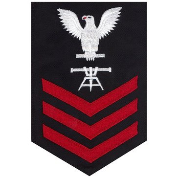Men's E4-E6 (FT1) Rating Badge in STANDARD Red on Blue SERGE WOOL for Fire Control Technician