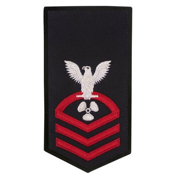 Women's E7 (MMC) Rating Badge in STANDARD Red on Blue POLY/WOOL for Machinist's Mate