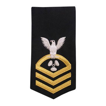 Women's E7 (MMC) Rating Badge in STANDARD Gold on Blue POLY/WOOL for Machinist's Mate