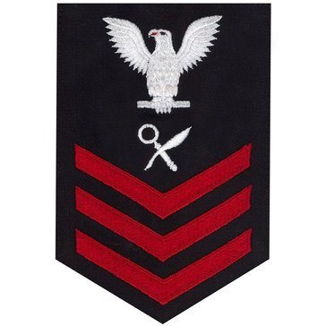 Men's E4-E6 (IS1) Rating Badge in STANDARD Red on Blue SERGE WOOL for Intelligence Specialist