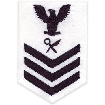 Men's E4-E6 (IS1) Rating Badge in Blue on White CNT for Intelligence Specialist