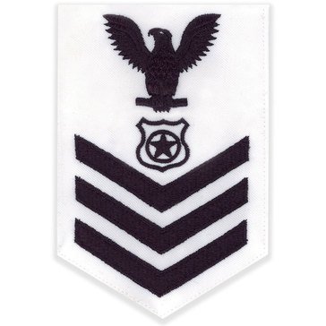 Men's E4-E6 (MA1) Rating Badge in Blue on White CNT for Master At Arms