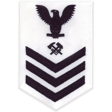 Men's E4-E6 (HT1) Rating Badge in Blue on White CNT for Hull Maintenance Technician