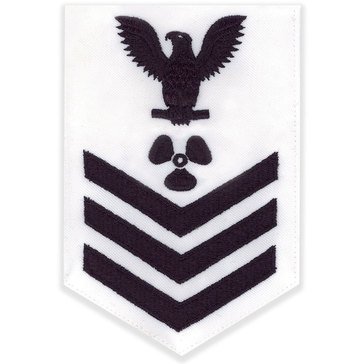 Men's E4-E6 (MM1) Rating Badge in Blue on White CNT for Machinist's Mate