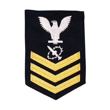 Men's E4-E6 (MT1) Rating Badge in STANDARD Gold on Blue SERGE WOOL for Missile Technician