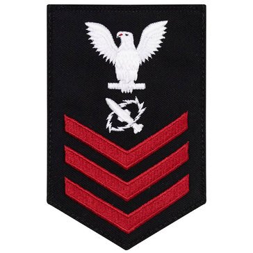 Men's E4-E6 (MT1) Rating Badge in STANDARD Red on Blue SERGE WOOL for Missile Technician