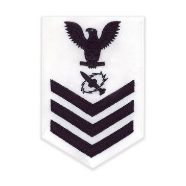 Men's E4-E6 (MT1) Rating Badge in Blue on White CNT for Missile Technician