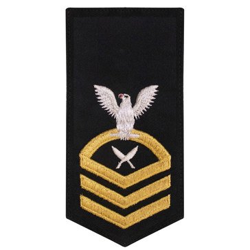 Women's E7 (YNC) Rating Badge in STANDARD Gold on Blue POLY/WOOL for Yeoman