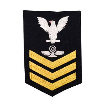 Men's E4-E6 (AC1) Rating Badge in STANDARD Gold on Blue SERGE WOOL for Air Traffic Controller