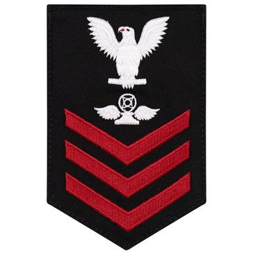 Men's E4-E6 (AC1) Rating Badge in STANDARD Red on Blue SERGE WOOL for Air Traffic Controller