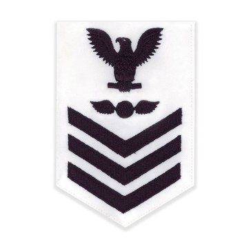 Men's E4-E6 (AE1) Rating Badge in Blue on White CNT for Aviation Electrician's Mate