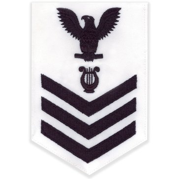 Men's E4-E6 (MU1) Rating Badge in Blue on White CNT for Musician
