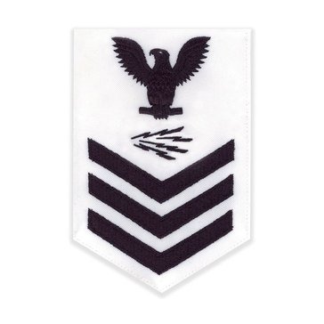 Men's E4-E6 (IT1) Rating Badge in Blue on White CNT for Information Systems Technician