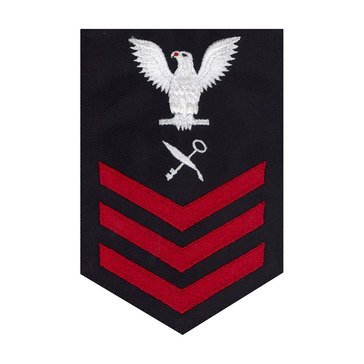 Men's E4-E6 (RS1) Rating Badge in STANDARD Red on Blue SERGE WOOL for Retail Services Specialist