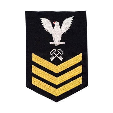 Men's E4-E6 (LS1) Rating Badge in STANDARD Gold on Blue SERGE WOOL for Logistics Specialist