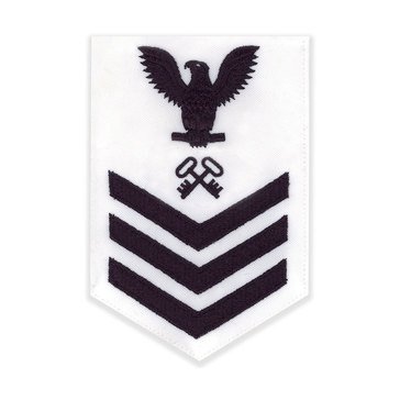 Men's E4-E6 (LS1) Rating Badge in Blue on White CNT for Logistics Specialist