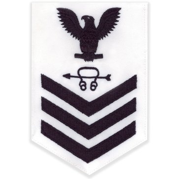 Men's E4-E6 (ST1) Rating Badge in Blue on White CNT for Sonar Technician