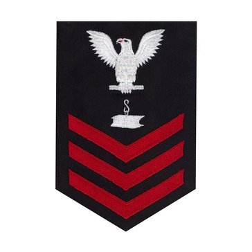 Men's E4-E6 (SW1) Rating Badge in STANDARD Red on Blue SERGE WOOL for Steelworker
