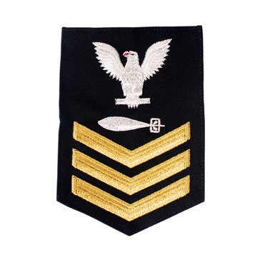 Men's E4-E6 (TM1) Rating Badge in STANDARD Gold on Blue SERGE WOOL for Torpedoman