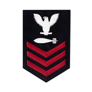 Men's E4-E6 (TM1) Rating Badge in STANDARD Red on Blue SERGE WOOL for Torpedoman