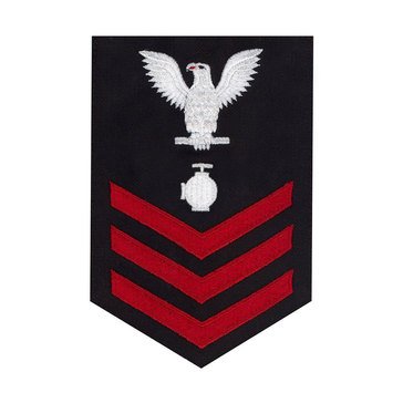 Men's E4-E6 (UT1) Rating Badge in STANDARD Red on Blue SERGE WOOL for Utilities Technician