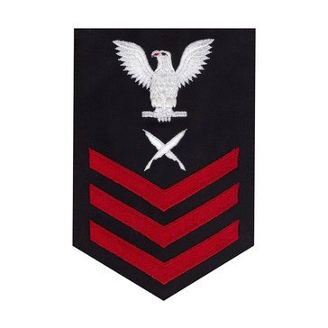 Men's E4-E6 (YN1) Rating Badge in STANDARD Red on Blue SERGE WOOL for Yeoman
