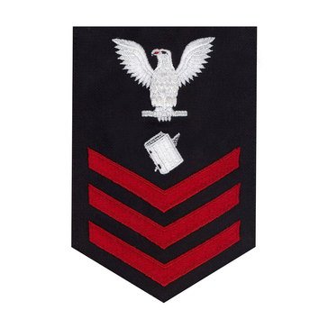Men's E4-E6 (PN1) Rating Badge in STANDARD Red on Blue SERGE WOOL for Personnelman