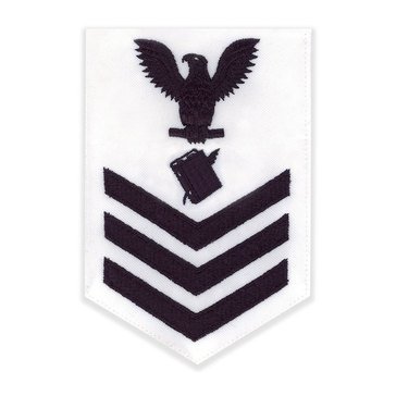Men's E4-E6 (PN1) Rating Badge in Blue on White CNT for Personnelman
