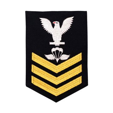 Men's E4-E6 (PR1) Rating Badge in STANDARD Gold on Blue SERGE WOOL for Aircrew Survival Equipmentman